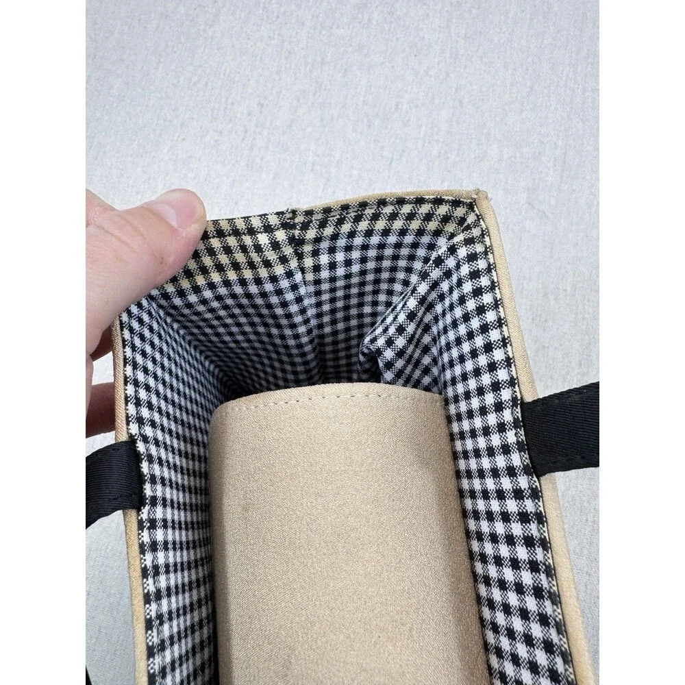 Kate Spade New York Gold Black Tote Bag & Gingham Zip Pouch Bow Canvas Large